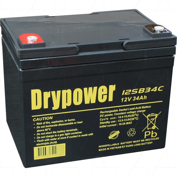 Drypower 12SB34C 12V 34Ah Sealed Lead Acid Battery