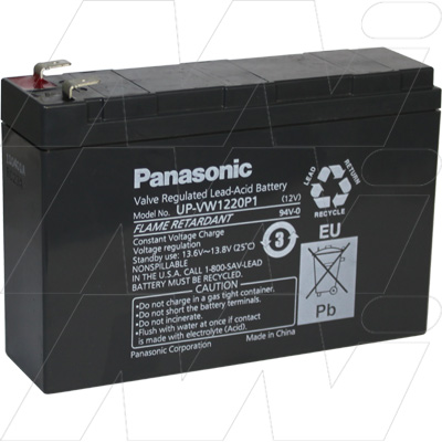 Panasonic UP-VW1220P1 12V 3Ah 20W Sealed Lead Acid Battery - UPS Type