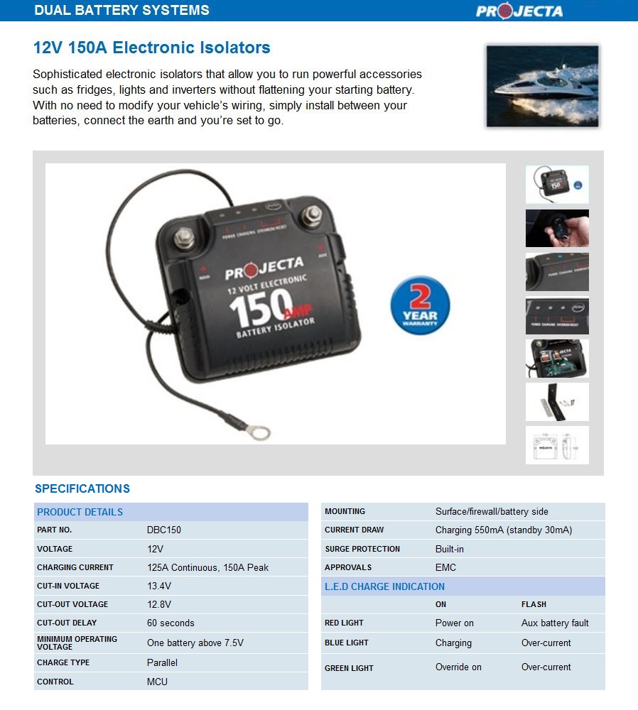 Projecta DBC150 12V 150A Electronic Isolator