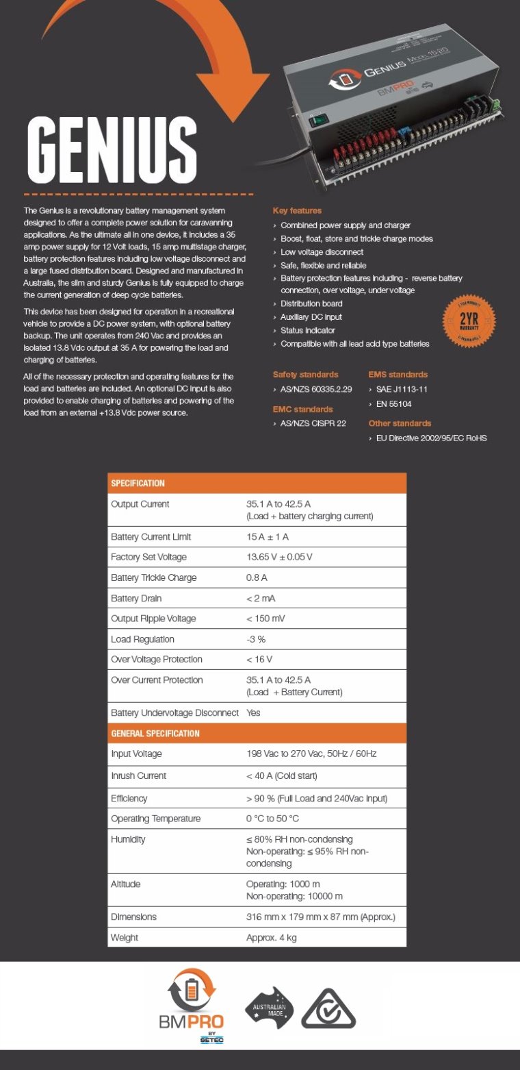 BM PRO Genius 35Amp Battery Management System