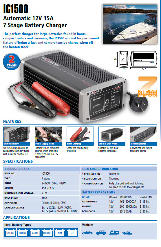 Exide Car Battery >> Projecta Intelli-Charge IC1500 Automatic 12V 15A 7 Stage ... Exide Car Battery >> Projecta Intelli-Charge IC1500 Automatic 12V 15A 7 Stage ...