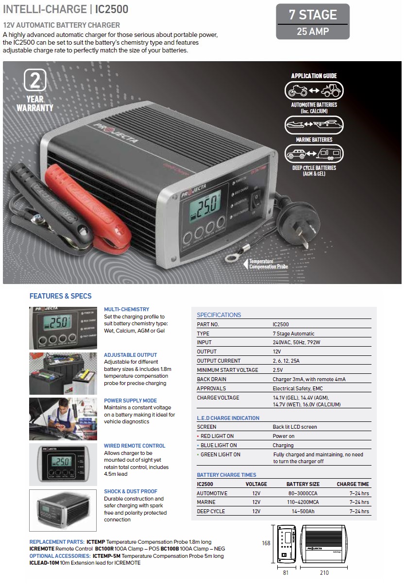 Exide Car Battery >> Projecta Intelli-Charge IC2500 Automatic 12V 25A 7 Stage ... Exide Car Battery >> Projecta Intelli-Charge IC2500 Automatic 12V 25A 7 Stage ...