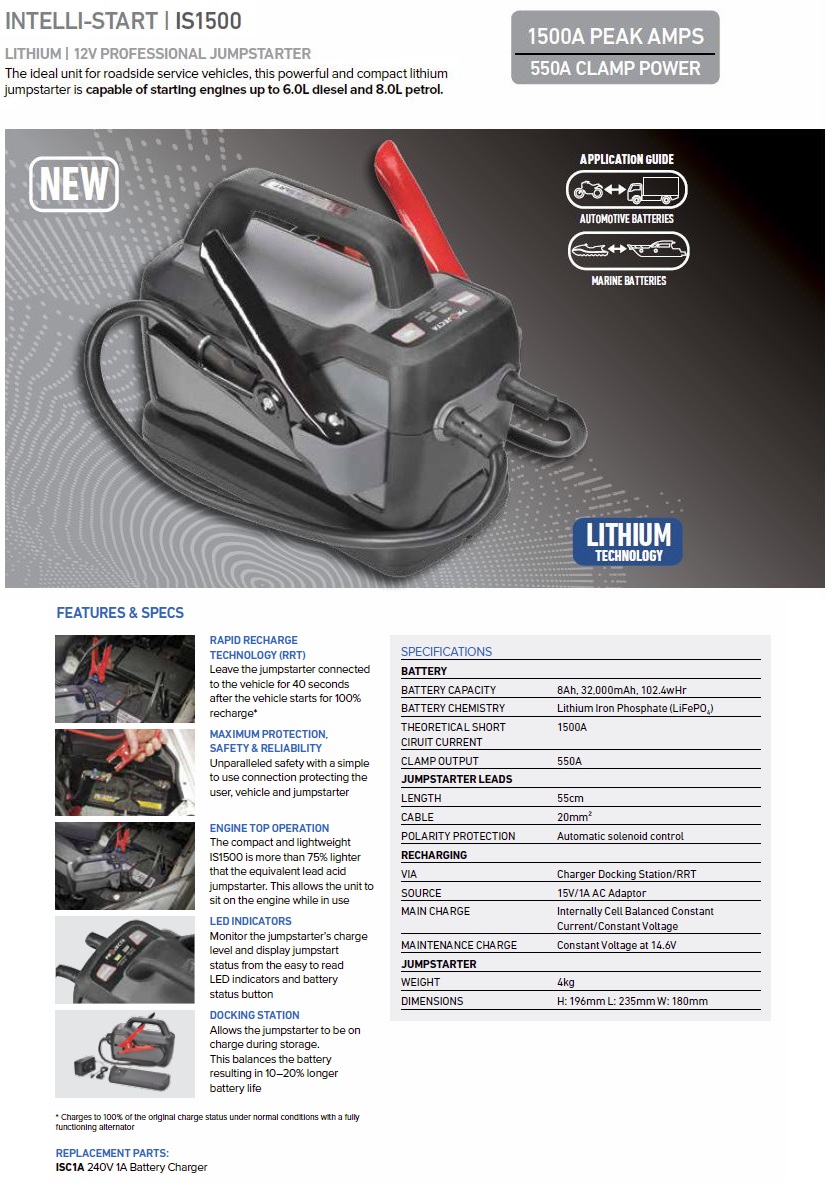 Projecta IS1500 IntelliStart 12V 1500A Peak Amps / 550A Clamp Power