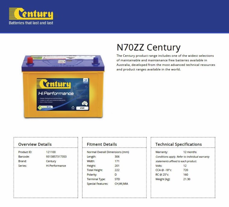 Century N70ZZ Hi Performance