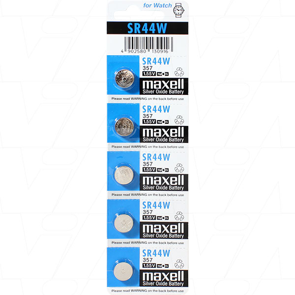 Maxell SR44W Silver Oxide Button Cell Watch Battery - High Drain Type