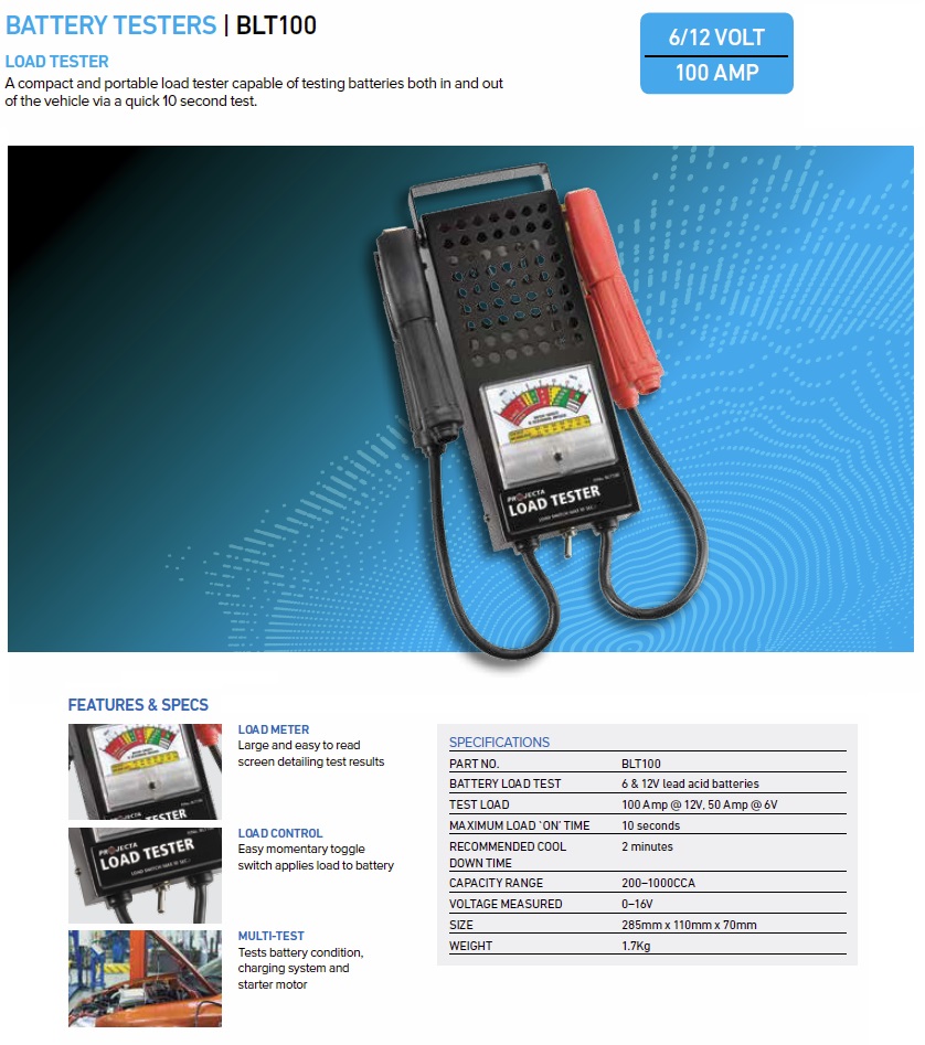 Projecta BLT100 6V/12V 100A Battery Load Tester