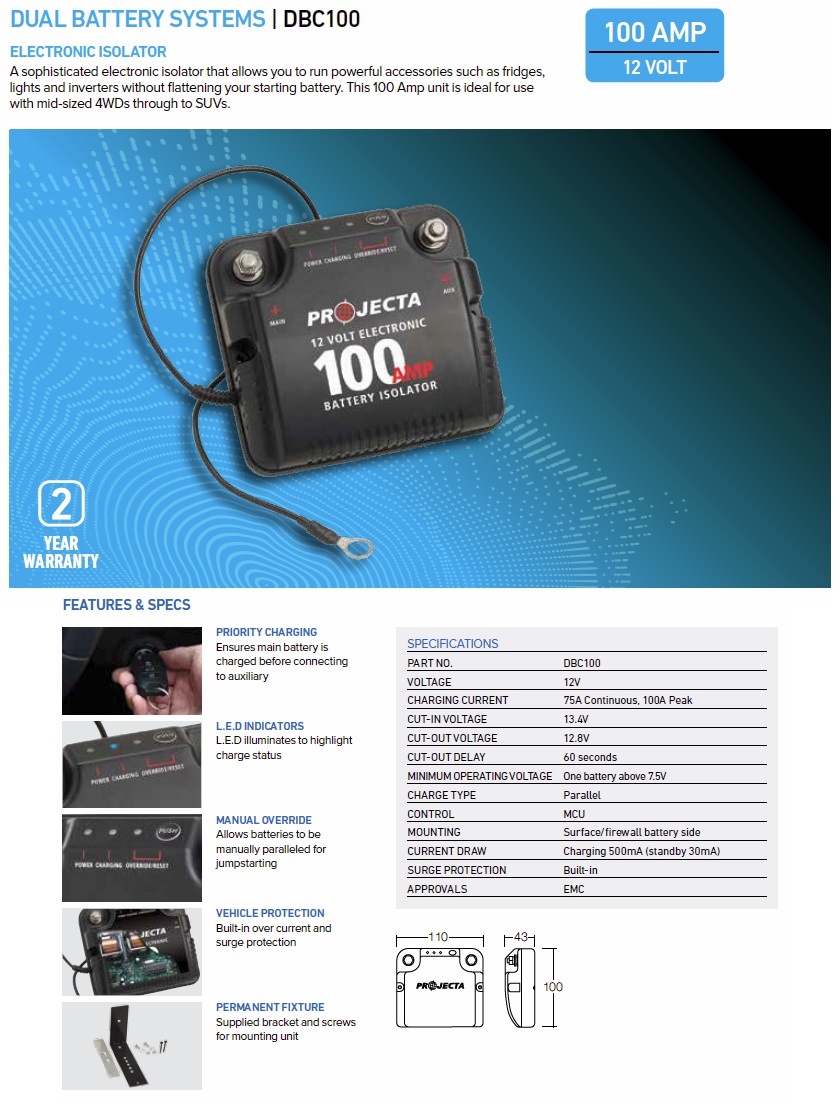 Projecta DBC100 12V 100A Electronic Isolator