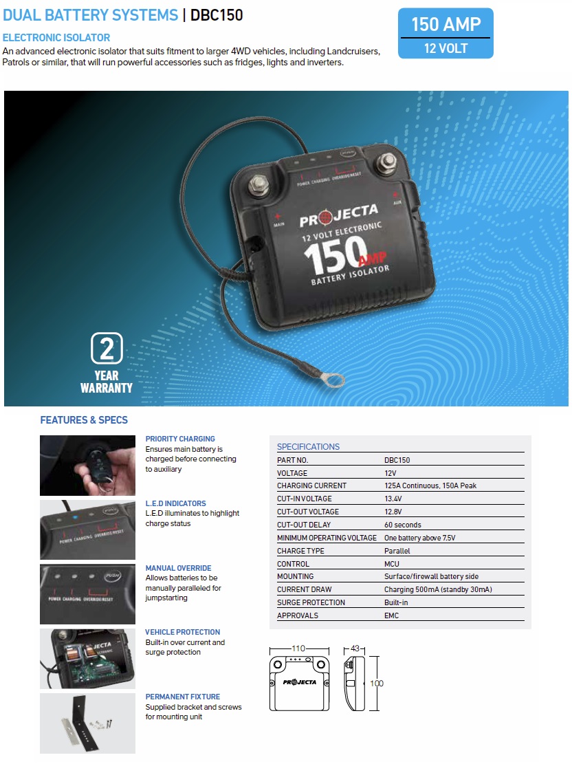 Projecta DBC150 12V 150A Electronic Isolator