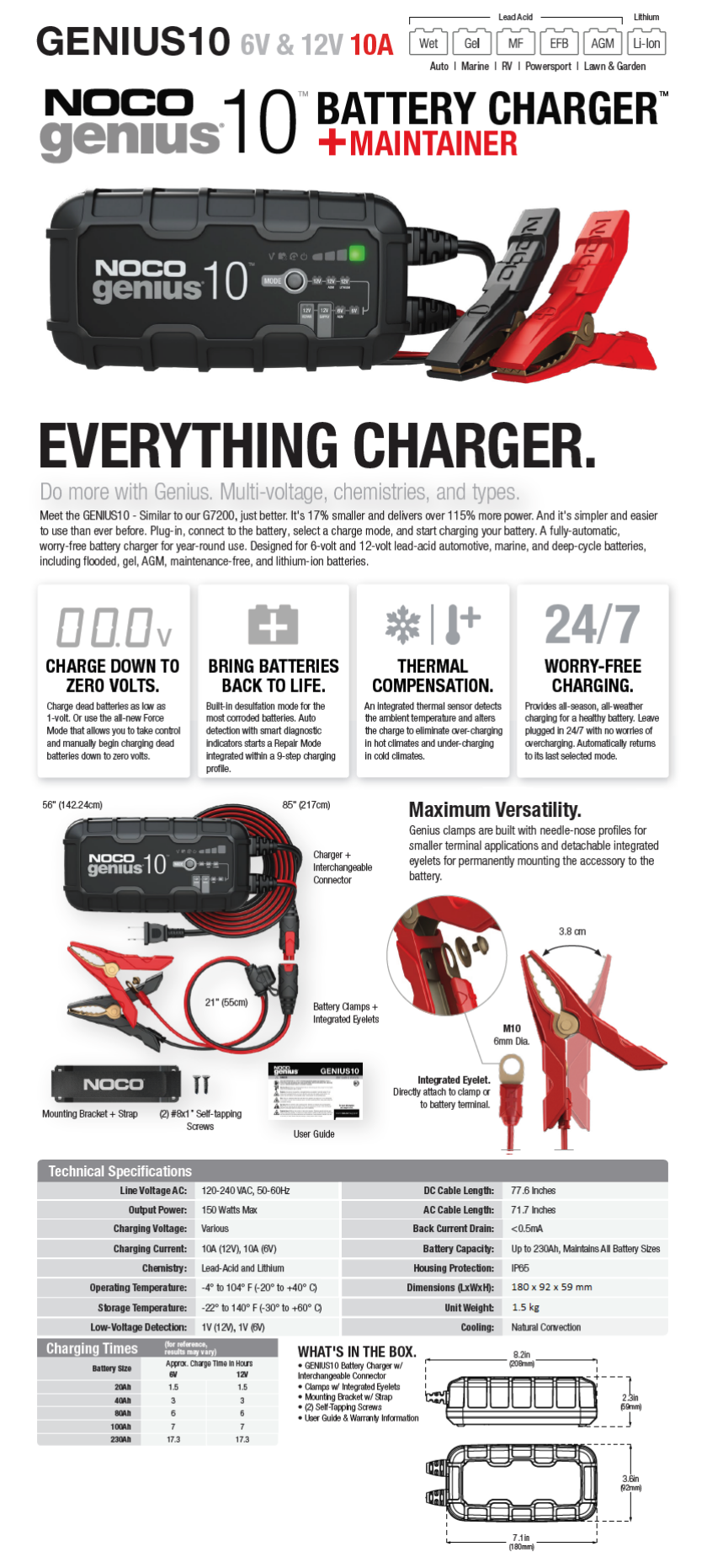 NOCO GENIUS10 NOCO GENIUS10 Smart Battery Chargers | DX Engineering