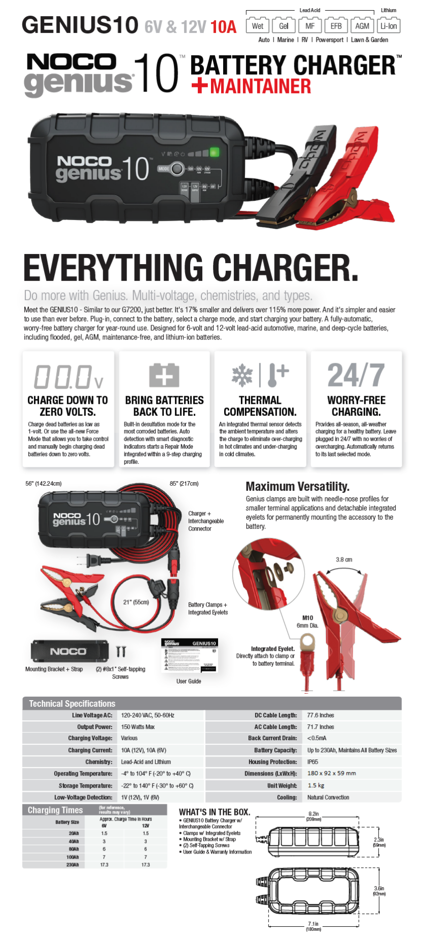 NOCO GENIUS10 6V/12V 10A Smart Battery Charger and Maintainer