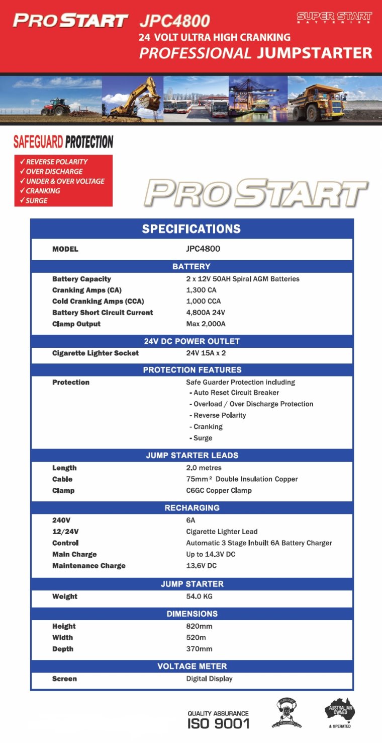 SSB ProStart JPC4800 24 Volt Ultra High Cranking Professional Jump Starter