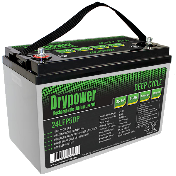 Drypower 24LFP50P 24V 50Ah Lithium Iron Phosphate (LiFePO4) Deep Cycle  Battery