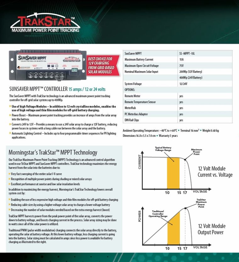 Morningstar SR-SS-MPPT-15L SunSaver MPPT Solar Controller