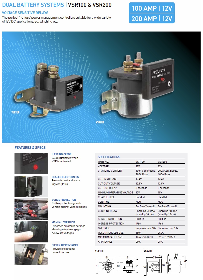 Projecta VSR200 12V 200A Voltage Sensitive Relay